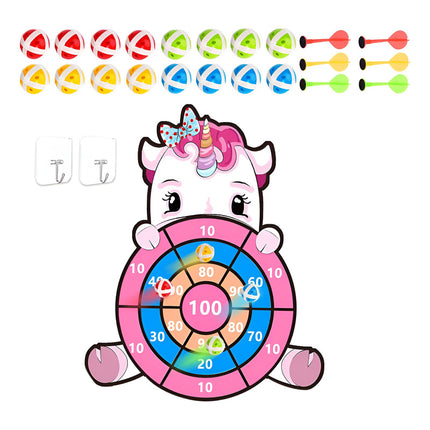 Tiro Al Blanco C/ Dardos Y Pelotas Unicornio  Blanco