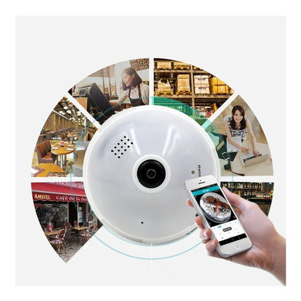 Camara Lampara Led 360 Hd Luz Audio Graba Seguridad Blanco