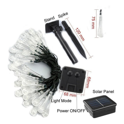 Guirnalda Solar Para Exterior Gotas Blancas 4 Metros  Blanco