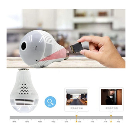 Camara Lampara Led 360 Hd Luz Audio Graba Seguridad Blanco