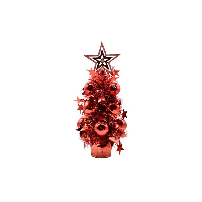 Mini Arbol De Navidad Decorado 32cm Rojo
