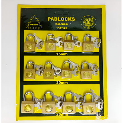 Candado X 12 Unidades De 15-20-25 Mm  Dorado