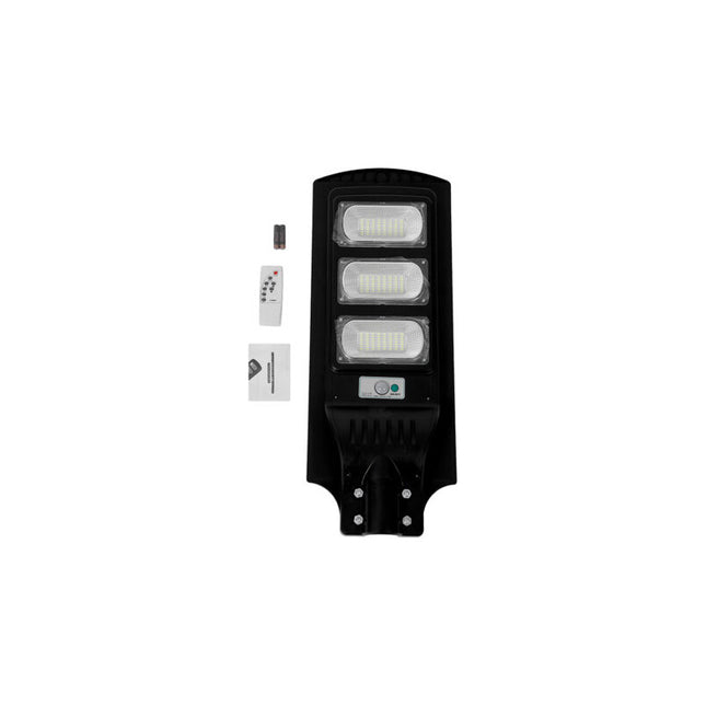 Foco Solar Led 90w Exterior Con Sensor Y Control+ Negro