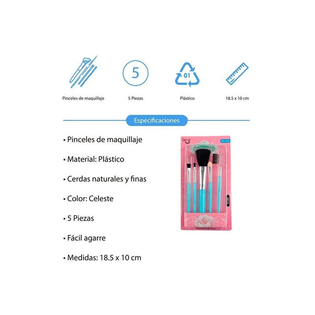 Pinceles De Maquillaje X5 Medidas: 18.5 X 10 Cm