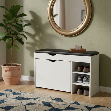 Mueble Banco Con Zapatera De Mdf, Estantes Y Organizador