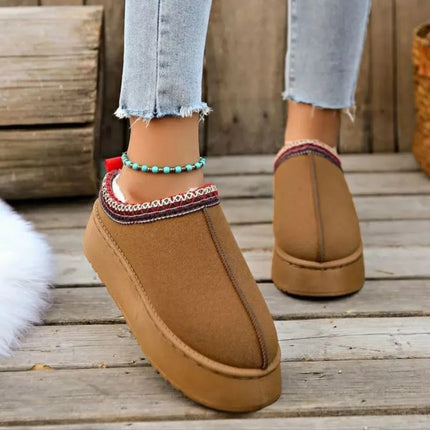 Pantu-botas Forradas Camel Cgs00504/5/6 Camel Liso Con Detalle Trenzado En El Borde 36 Uy