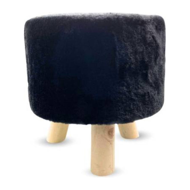 Banco Puff Redondo Con Patas De Madera 30x30cm