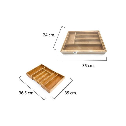 Cubiertero Para Cajón Organizador Extensible Bambú Extensibl Madera