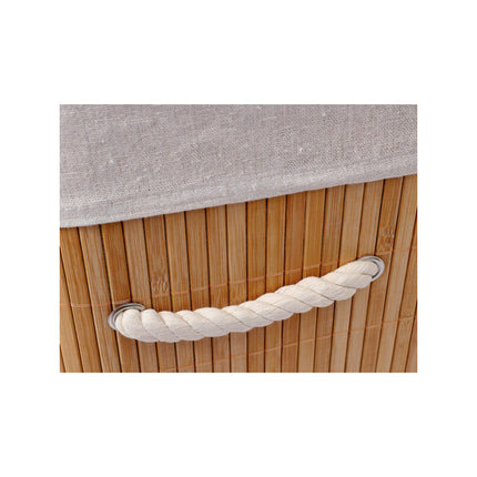 Cesto Para Ropa Sucia Rectangular Bambu Con Tapa Beige