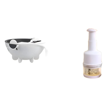 Rallador Rebanador Escurridor + Procesadora Manual Para Vege Blanco