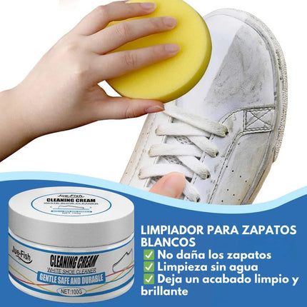 Crema Pomada Blanqueadora De Zapatos Limpieza Con Esponja