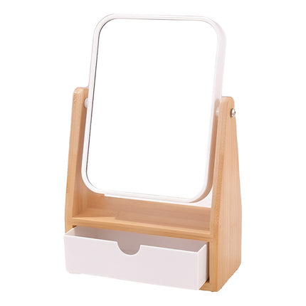 Espejo De Pie Rectangular Doble Faz Con Alhajero De Madera Marrón Marrón