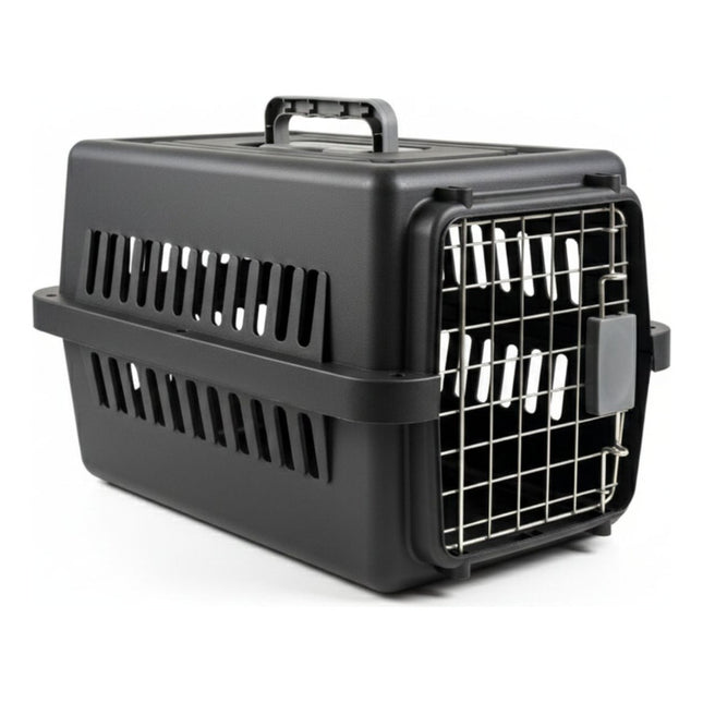 Jaula Transportadora Para Mascotas 48x30x30cm. Negra Negro