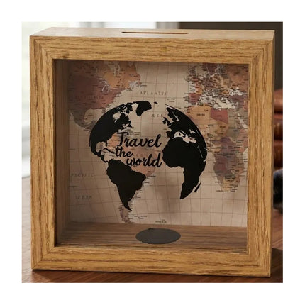 Alcancía Caja De Madera Diseño Viajero Cgf01172 Madera