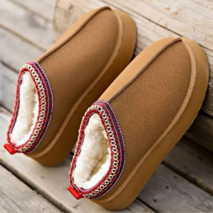Pantu-botas Forradas Camel Cgs00504/5/6 Camel Liso Con Detalle Trenzado En El Borde 36 Uy
