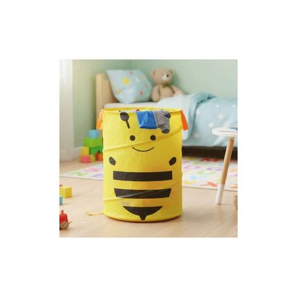 Canasto De Tela Plegable Infantil 40x36cm. Con Dibujos Amarillo