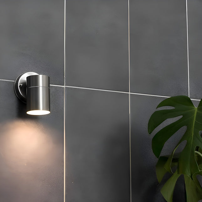 Aplique Foco Exterior De  1 Luz Metal Pulido Plateado