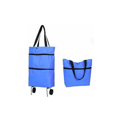 Bolso De Tela Con Ruedas Plegable 52x40cm. Azul