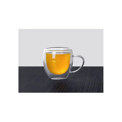 Taza De Vidrio Doble Pared Con Asa 250 Ml Medidas 9x7.5x5 Cm