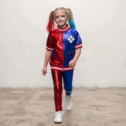 Disfraz De Harley Quinn Para Niña Azul Y Rojo S