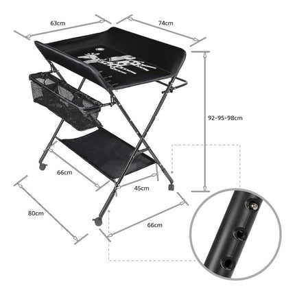 Cambiador Plegable Para Bebe-con Toallero Y Cestos Laterales Negro V