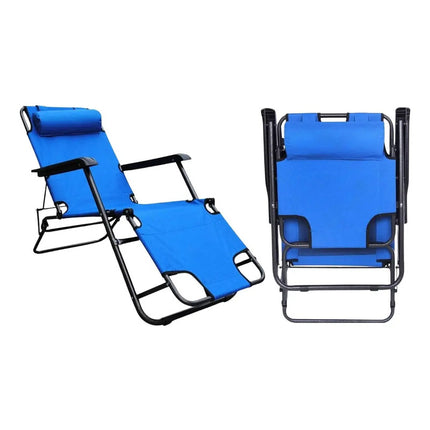Silla Reposera Reclinable De Lona Oxford Azul Azul