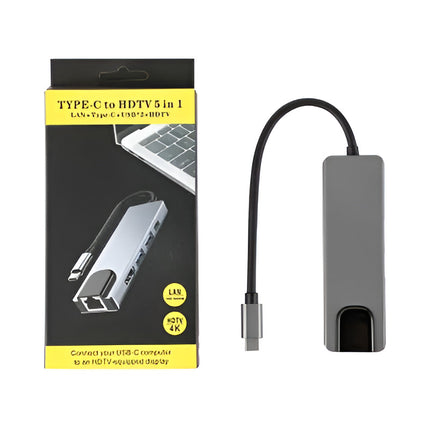 Hub Tipo C Y Puerto Ethernet 5 En 1 - 100 W Gris