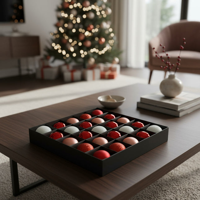 Chirimbolos Para Arbol De Navidad X 25 Unidades Blancas Rojas Y Fucsias