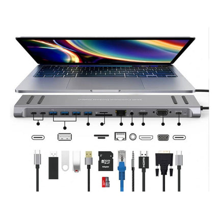 Estación Usb-c 14 En 1 Base Para Notebook De Aleación