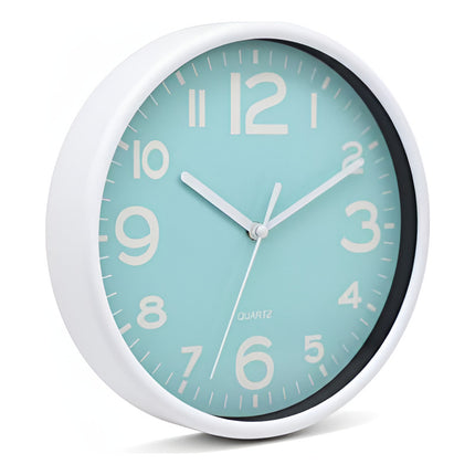 Reloj De Pared Colores Varios  19x4cm Blanco Celeste