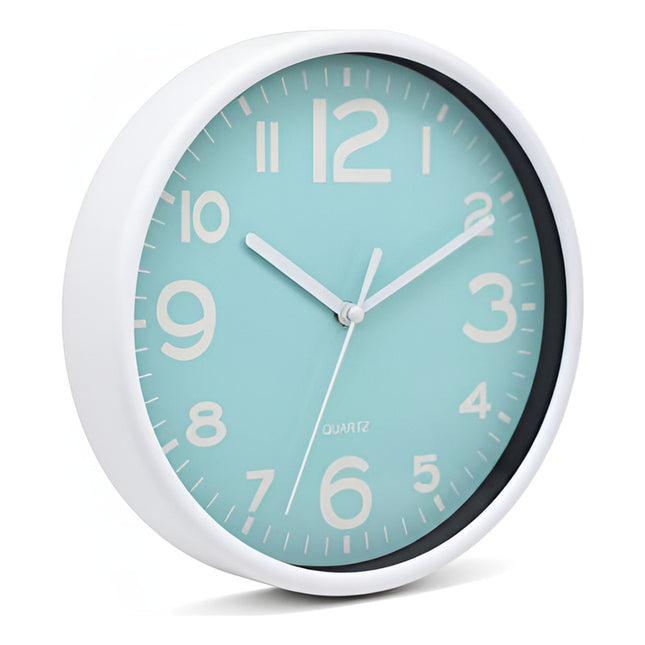 Reloj De Pared Colores Varios  19x4cm Blanco Celeste