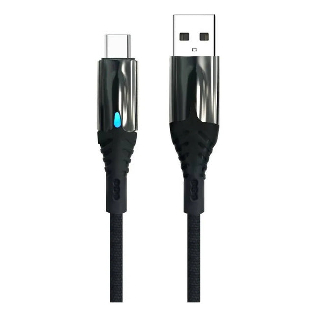 Cable Reforzado De Carga Rapida  Usb-c Con Led Negro