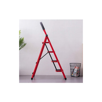 Escalera Plegable Roja Con 4 Escalones Anchos Antideslizante Rojo