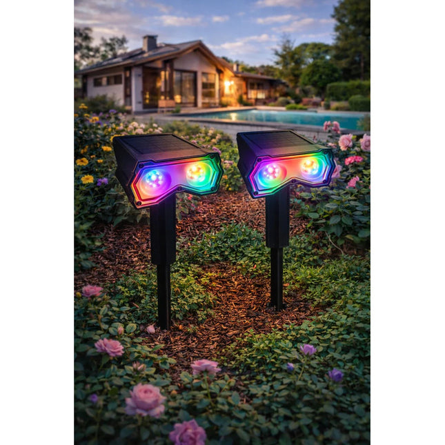 Luz Pincho Solar X2 Unidades Direccionable Rgb