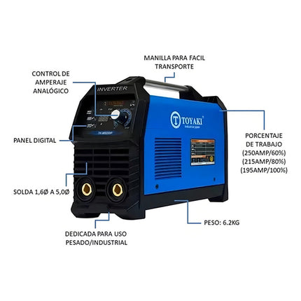 Máquina De Soldar 250amp Inverter Toyaki Japón Tkms250p Azul Marino