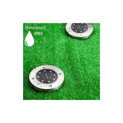 Foco Solar De Embutir Para Piso 8 Led Plateado