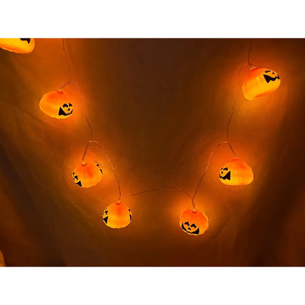 Guía De Luces Calabaza 2mts Para Decoración De Halloween Naranja