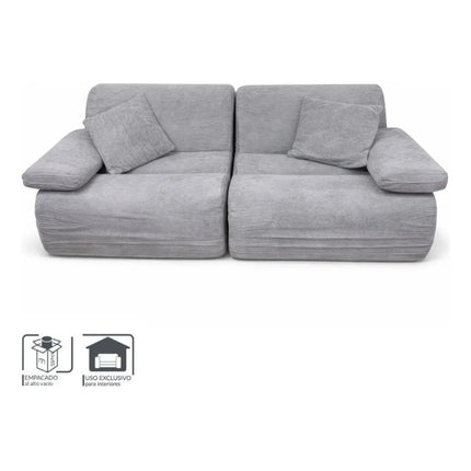 Sofá Modular De Espuma Comprimida 2 Cuerpos 185x100x62cm. Gris