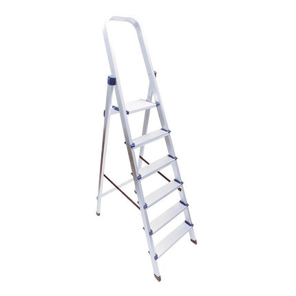 Escalera De Aluminio 6 Escalones   120kg Gris