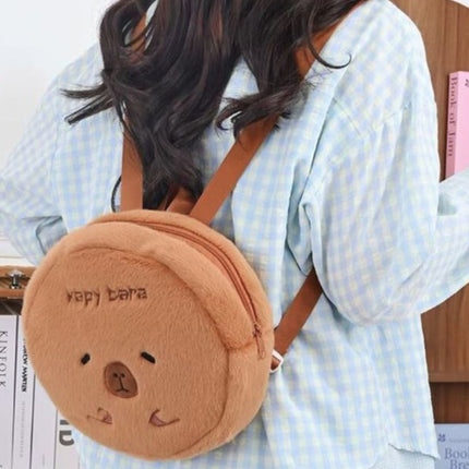 Mochila De Felpa Capibara Carpincho Cbg01794 Marrón Liso