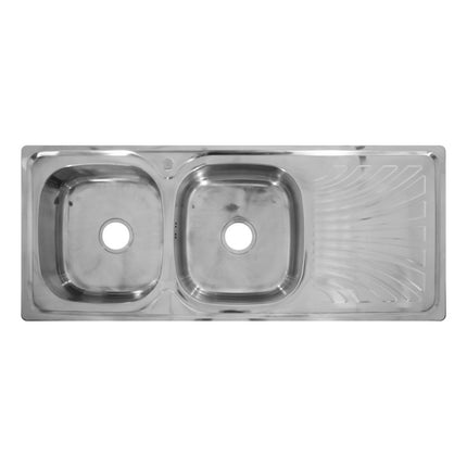 Pileta Doble Acero Inoxi 120x50 Cm C/valv Lh-2884 Color Plat Plateado