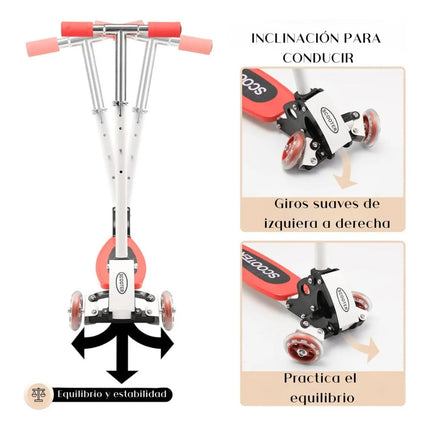 Tripatin Monopatin  Scooter Plegable Aluminio Liviano Rojo