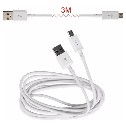 Cable De Carga/datos - Micro Usb V8. 3 Metros De Largo Blanco