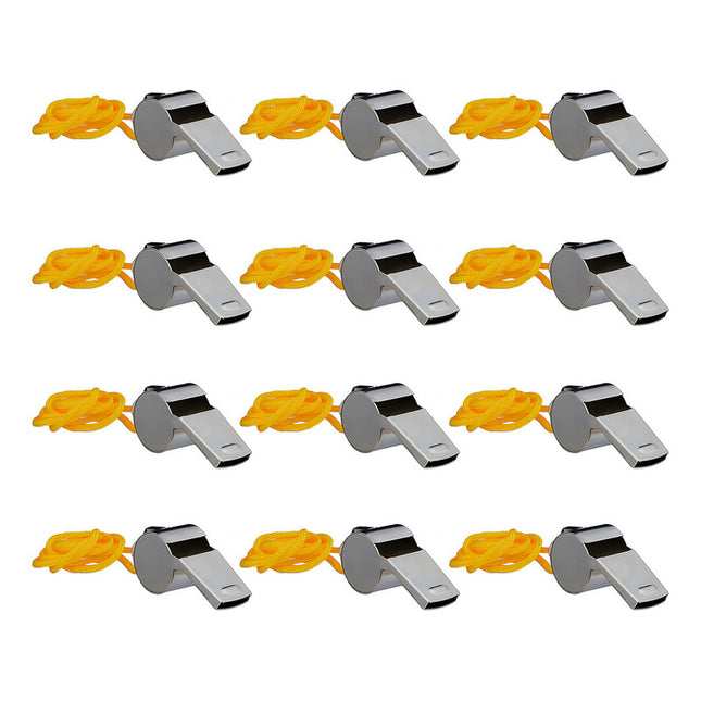 Silbato De Metal Plateado Con Correa Arbitro X 12 Unidades