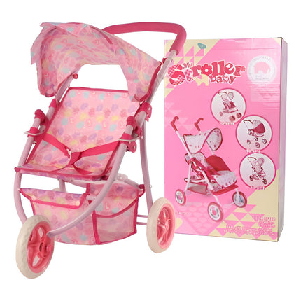Coche De Muñecas Con  3 Ruedas  Cochecito Infantil Rosado