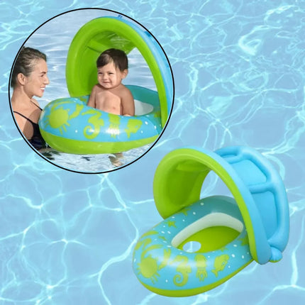 Flotador Lancha Marino Techo Protector Uv Niña Bestway Verde Lima