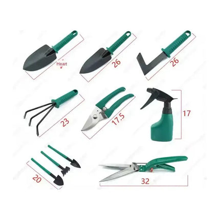 Kit De Jardinería 10 Piezas Indoor Outdoor Jardín + Valija Verde