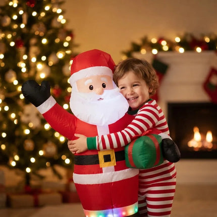 Papa Noel Inflable Eléctrico Con Luz 120cm. Ccm00966 Rojo