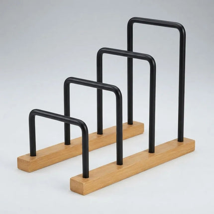 Organizador De Acero Y Bambu  Para Tapas De Ollas Bandejas Madera