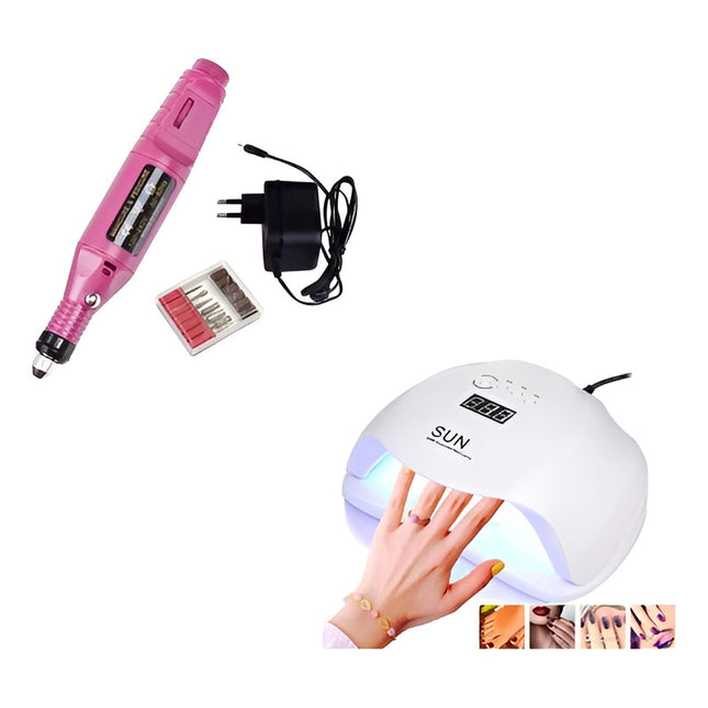 Horno Lampara Uv Cabina Secado + Torno De Uñas 6 Punteros  Blanco